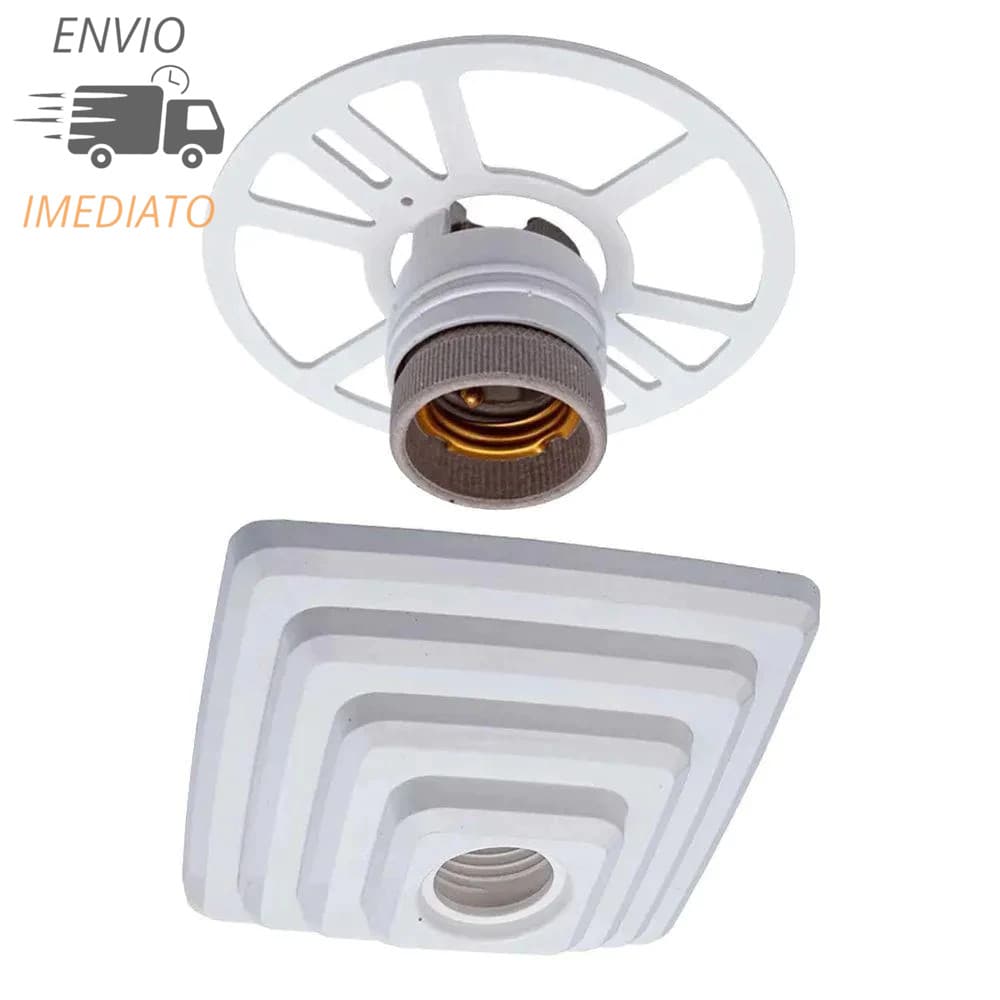 Plafon Pirâmide Quadrado Rosqueavel E-27 Branco ou Preto Roper Plast