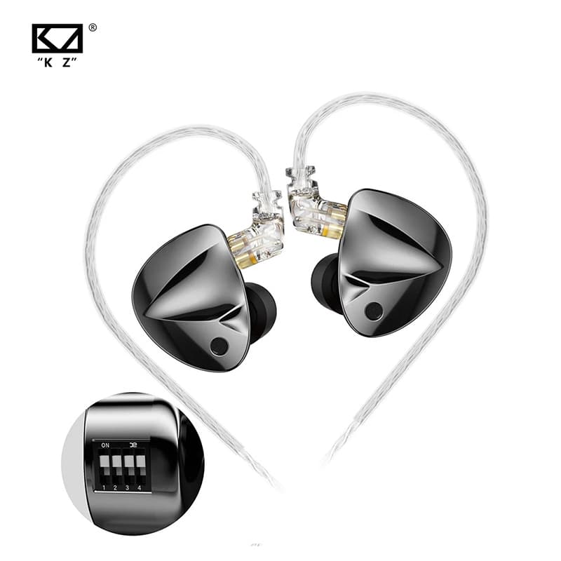 KZ D-Fi Fone De Ouvido Com Dupla Bobina Magnética Dinâmica Ajustável Intra-Auricular Fio Música HiFi Monitor De Palco Ao Vivo Plugue