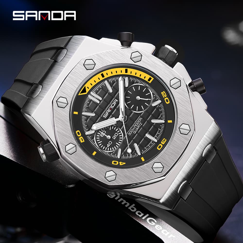 SANDA Top Luxury Brand Relógios Esportivos Militares De Moda Masculina De Luxo À Prova D'água De Quartzo Masculino