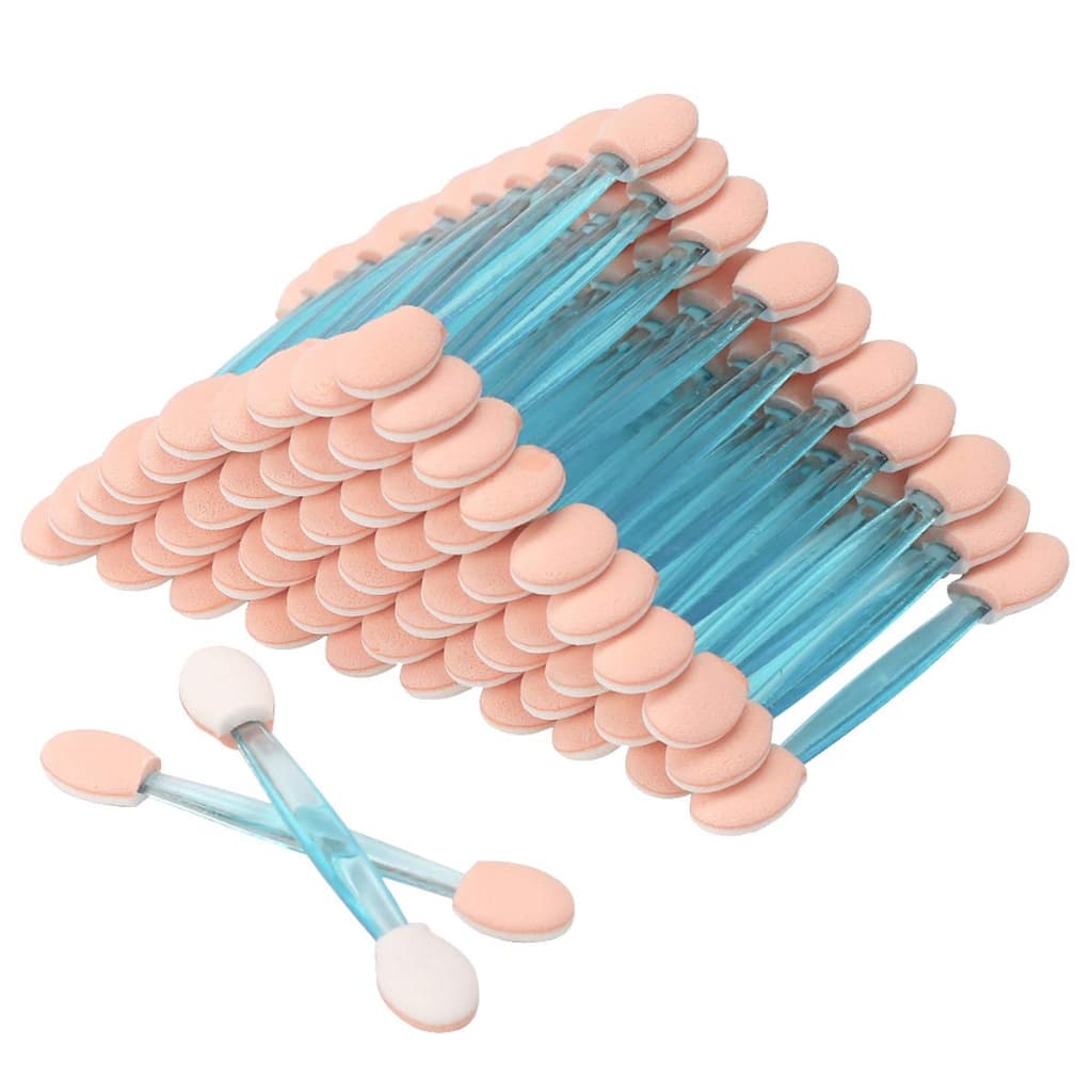 100pcs Sombra De Esponja Profissional Para Unhas Cabeça Dupla Pincéis De Pó De Aplicador De Ferramentas De Maquiagem Feminina