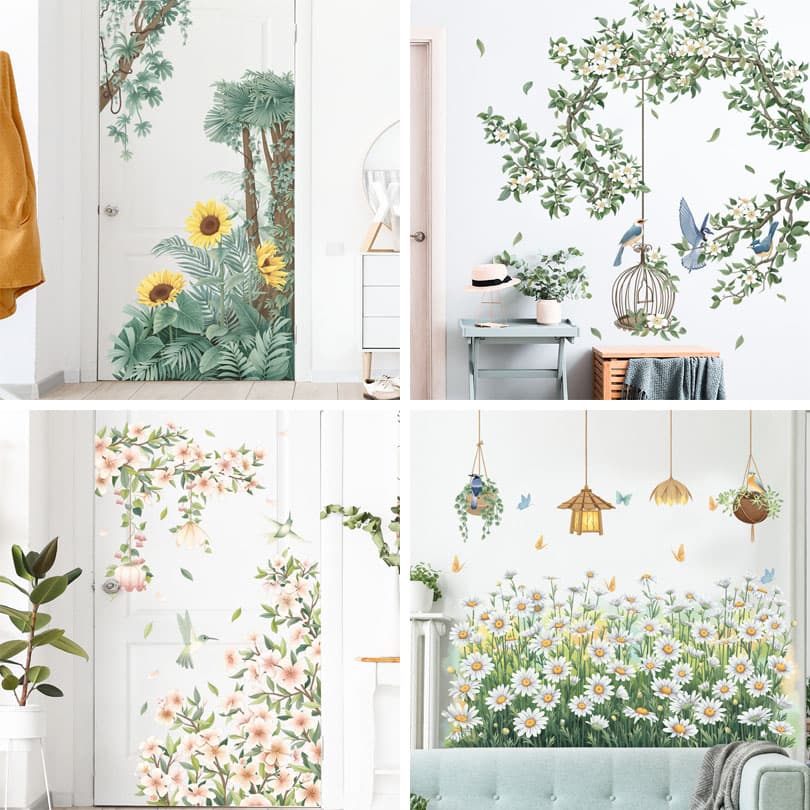 HJ350 Daisy Tap Decoração Adesivo Lustre Quarto Infantil Decoração de Fundo Adesivo de Parede Removível