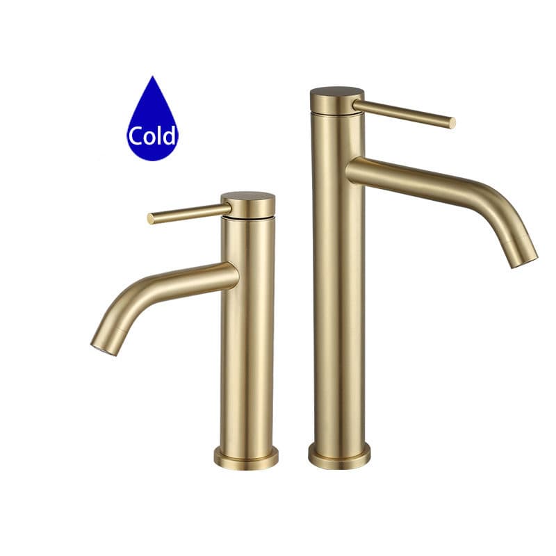 Torneira De Banheiro De Aço Inoxidável Gold Brushed Cold Water Only Água Fria Cozinha Sink Tap