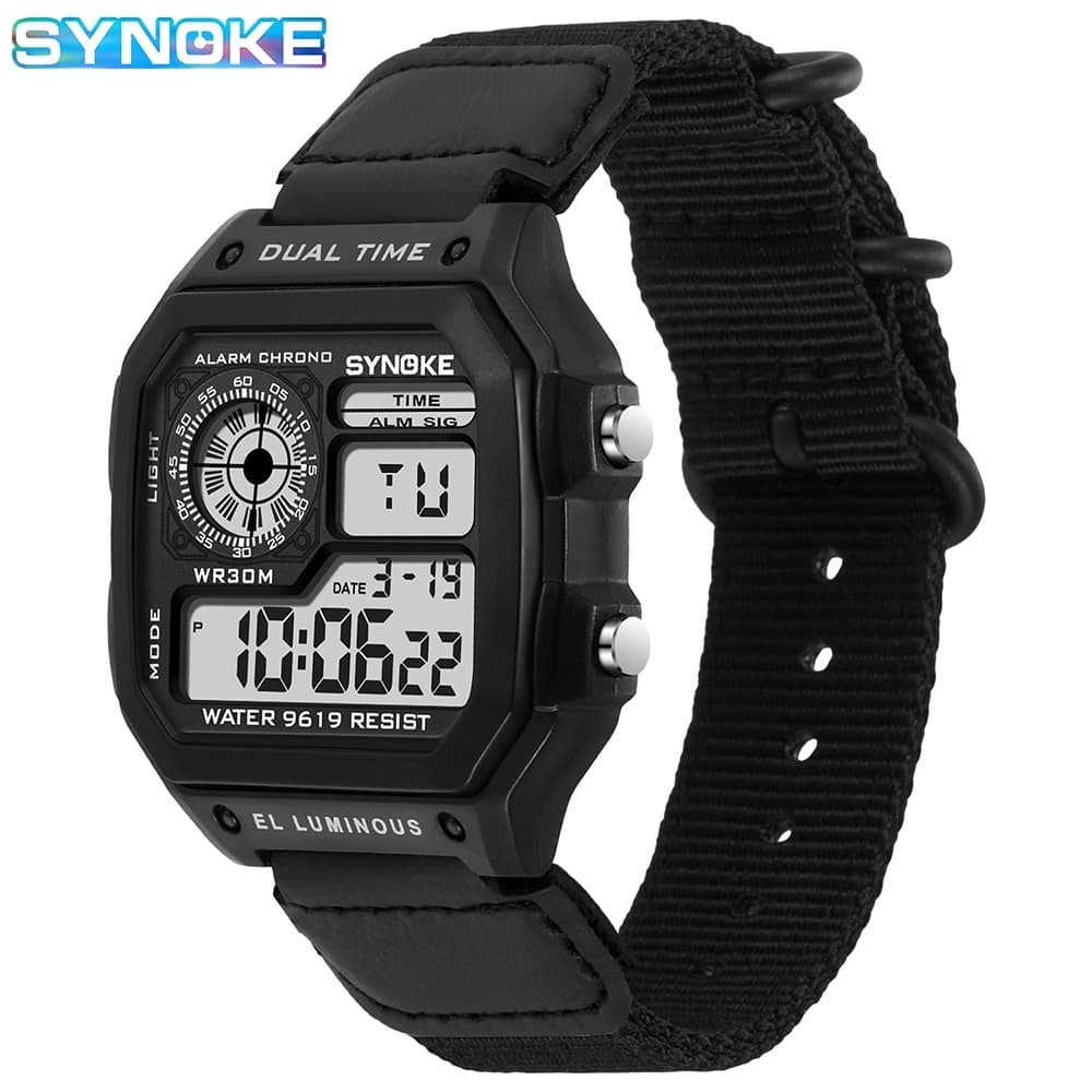 SYNOKE Relógio Esportivo Masculino LED Digital Luminoso À Prova D'água Relógios Masculinos