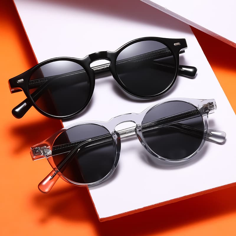Moda Óculos De Sol Redondos De Proteção UV Masculinos Clássicos Bege Preto Feminino