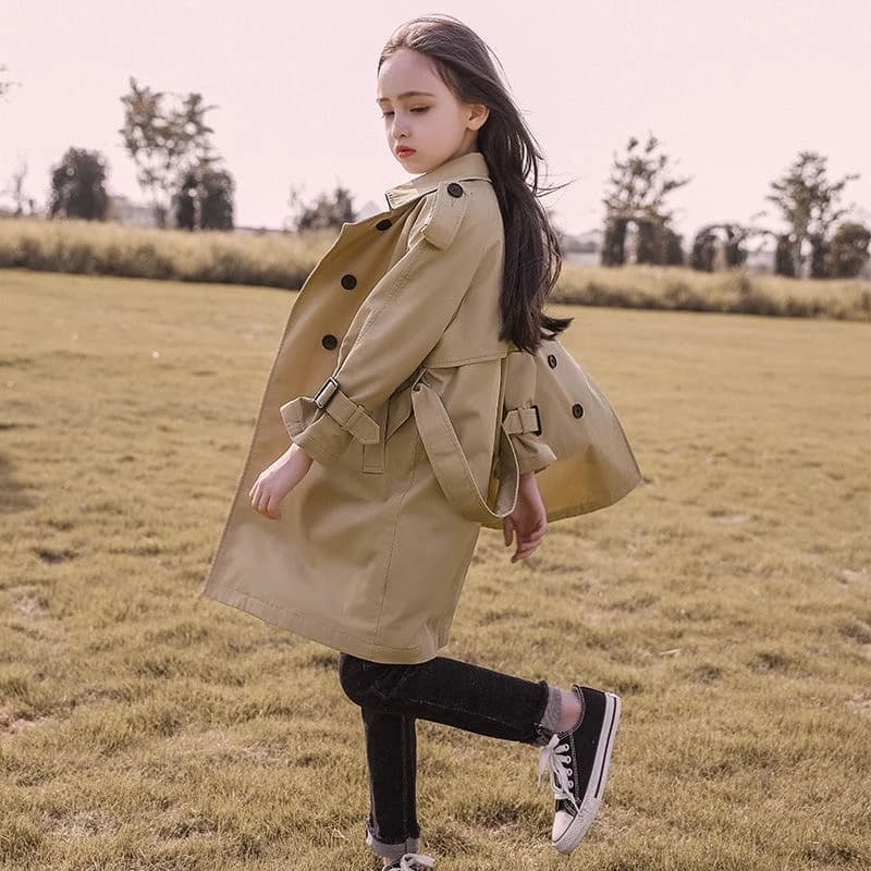 4-13 Anos Casaco Novo para Meninas Moda Inglaterra de Estilo Longo Roupa Infantil