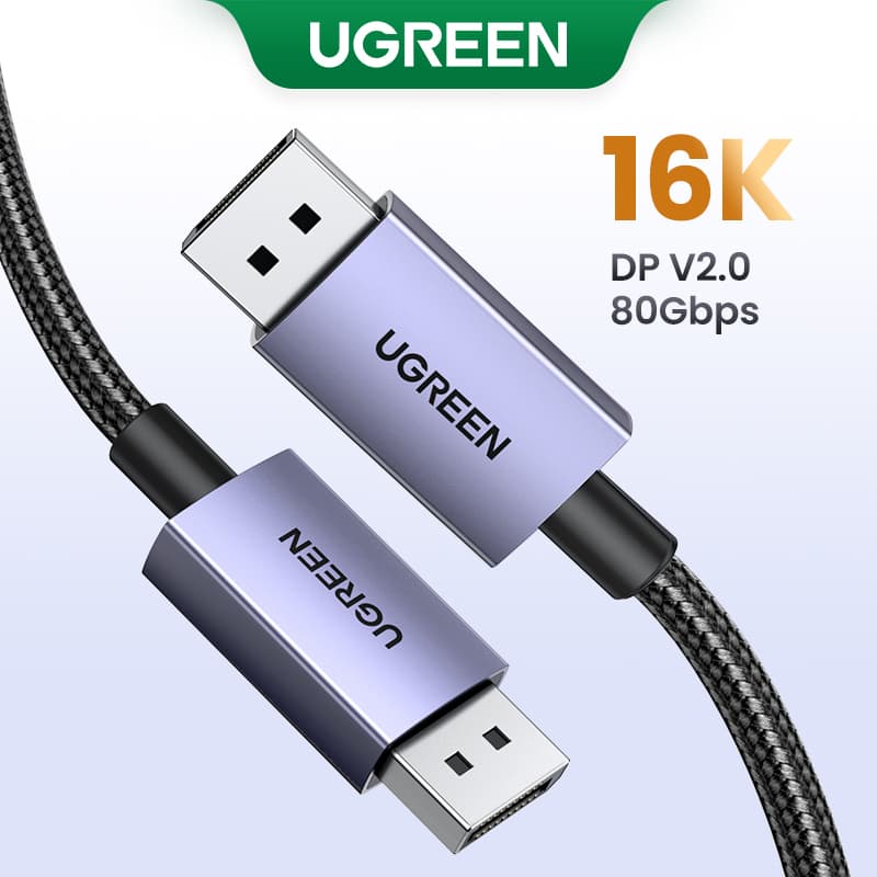 UGREEN DisplayPort 2.1 Cabo 16K 30Hz 10K 60Hz Alta Velocidade 80Gbps Suporte A HDR Para Câmera TV PC Portátil Vídeo