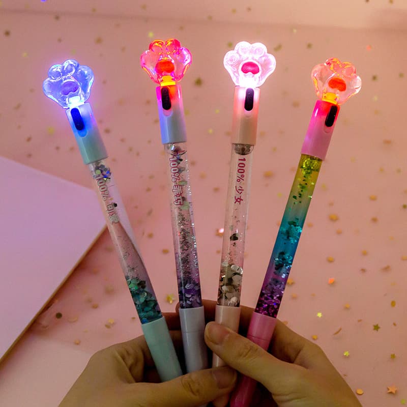 Nova Criativa Pata De Gato Glow Unisexo Caneta De Luz Fofa Presente De Papelaria