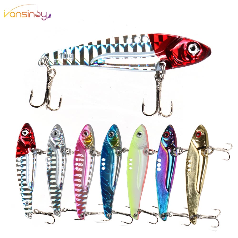 Iscas De Pesca VIB De Metal Duro Colher , Bass Crankbait Spinner Lure Com 3 Furos Para Trout Walleye Água Doce Salgada