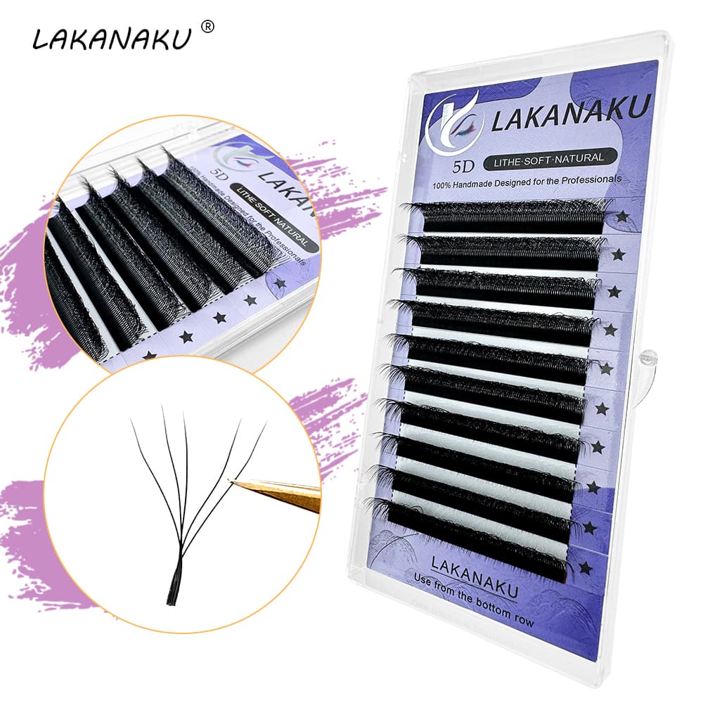 LAKANAKU Cilios DD Curl 5D W Shape Eyelash Extension Extensão Automática De Pestanas Individuais De Floração