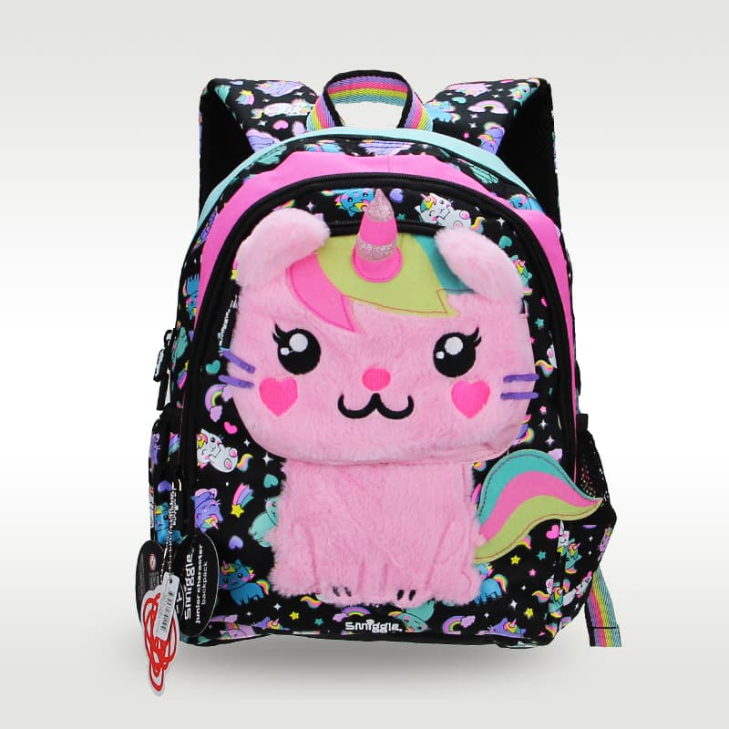 Mochila Escolar Infantil Meninas Fofa Rosa Pelúcia Gato Nova Bolsa De Desenho Animado