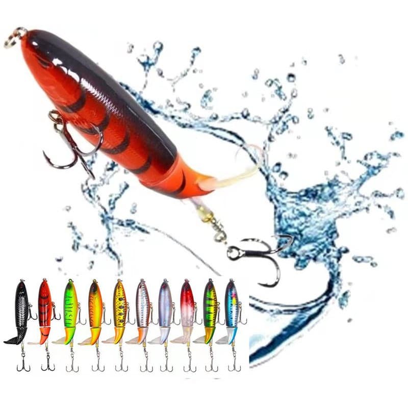 Vansinoy 13g 35g Trator De Hélice De Isca Giratória Popper De Cauda Flutuante Dura Lápis De Água Sub De Estrada Equipamento De Pesca Ao Ar Livre Cabeça De Cobra , Perca Comum