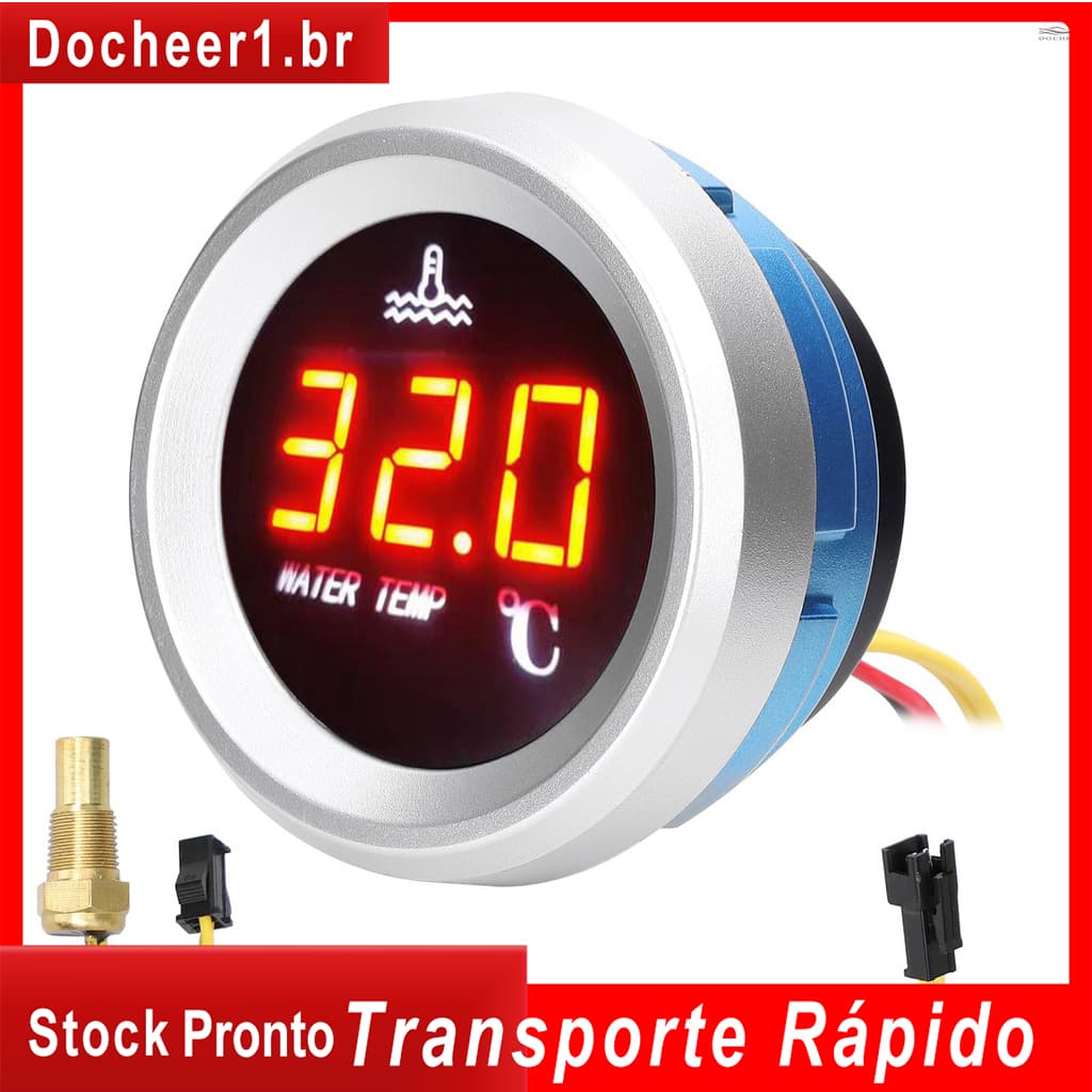 52mm Medidor Digital De Temperatura De Água Visor LED Do Carro 9-36V Com Função De Alarme Sensor
