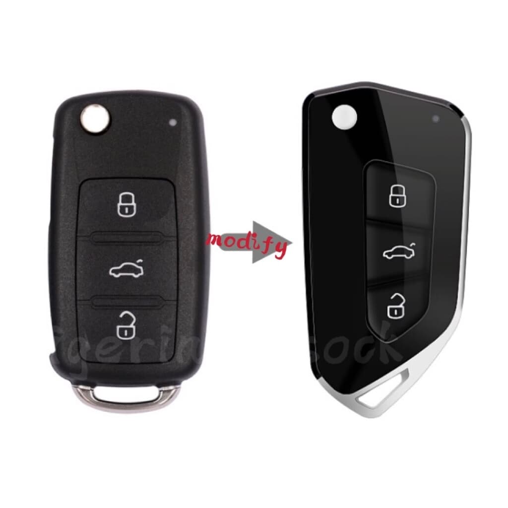 Concha De Chave Volkswagen 3B Com De Inversão Remota Modificada Para Atualização Passat/Tiguan/Golf/Jetta/Polo (Luz Da Cabeça)