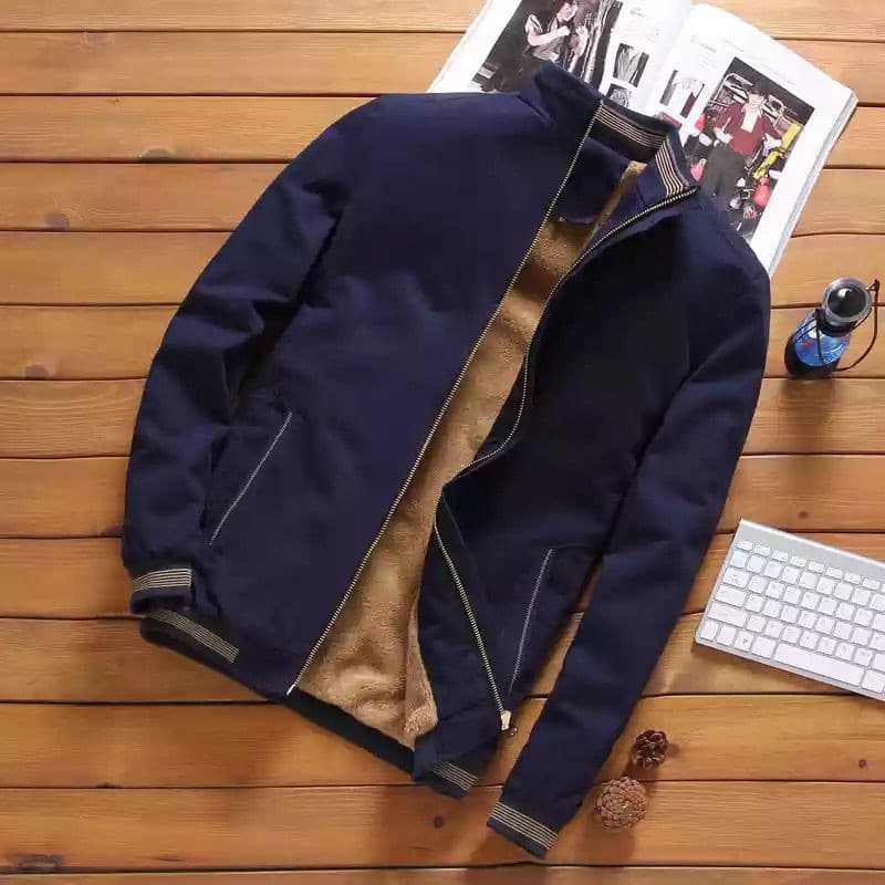 Jaqueta Masculina de Inverno — Jaqueta Listrada (Barra Forrada com Fleece)