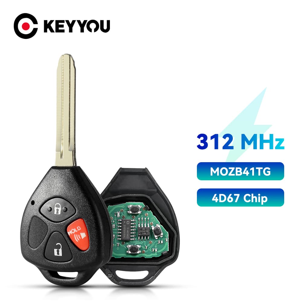 312Mhz Controle Remoto Da Chave Do Carro 3 Botões Para Toyota Hilux Vios Yaris Hiace Vigo Innova MOZB41TG Com Chip 4D67