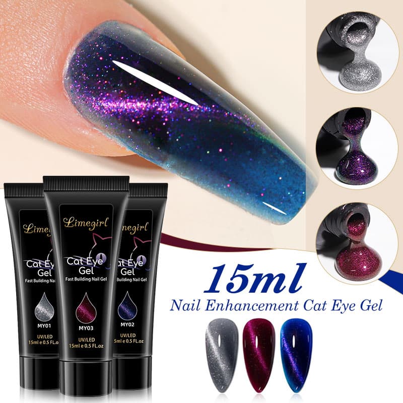 15ml Olho De Gato Polygel Gel De Extensão De Unha Semi Permanente Gel De Unha Com Glitter