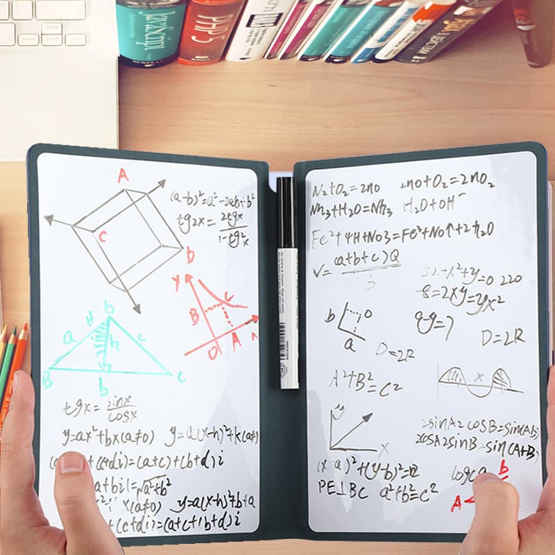 caderno inteligente Notebook A5 Cadernos Reutilizáveis De Quadro Branco De Couro Memo Sem Caneta Apagador De Pano