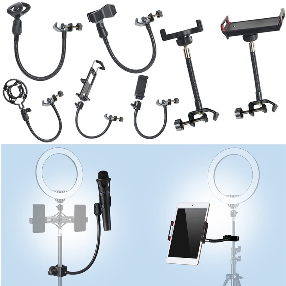 Telefone Celular tablet Suporte Ao Vivo Tripé Multifuncional Acessórios Universais Microfone Capacitivo Clipe Mangueira