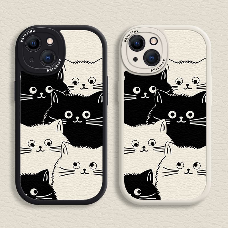 Capa Para iPhone 14/13/12/11 Promax Gatos Estilo Simples Macia 6/7/8 Plus/X/XR/Xs Max