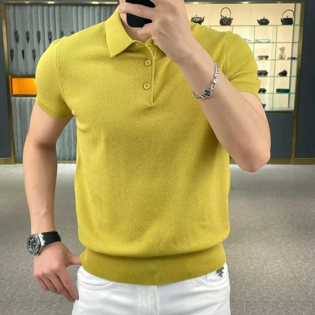 Camisa POLO de meia manga masculina 3 cores M-3XL pequena lapela verão cor sólida camiseta fina negócios Casual topo