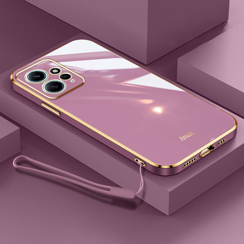 Estilo Luxo De Borda Reta Lanyard Livre Capinha Para Xiaomi Redmi Note 12 4G 5G/Note 12 Pro 5G /Note 12 Pro Plus/Poco Novo Design Capa De Telefone Quadrada Com Banho Macio