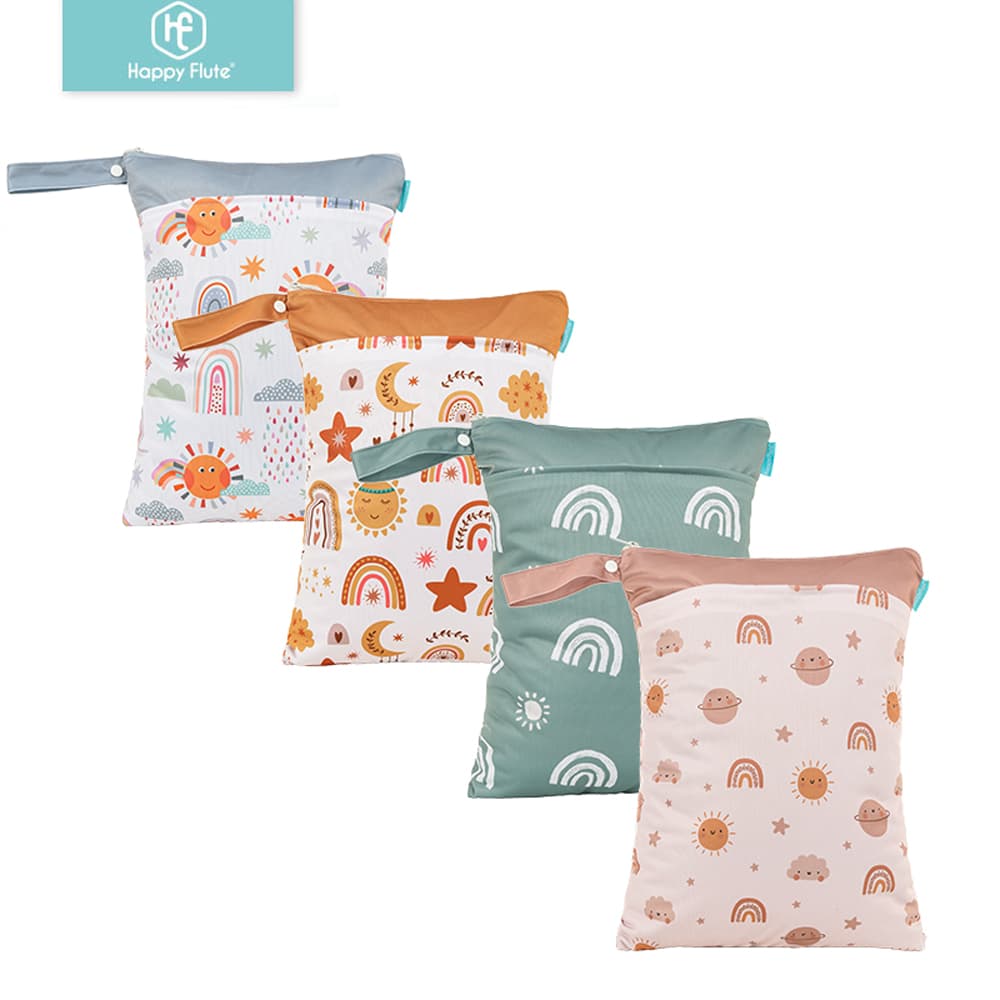Happyflute Wetbag Para Fraldas Bebês Saco De Reutilizável À Prova D'água Com Dois Zíperes 30cmx40cm