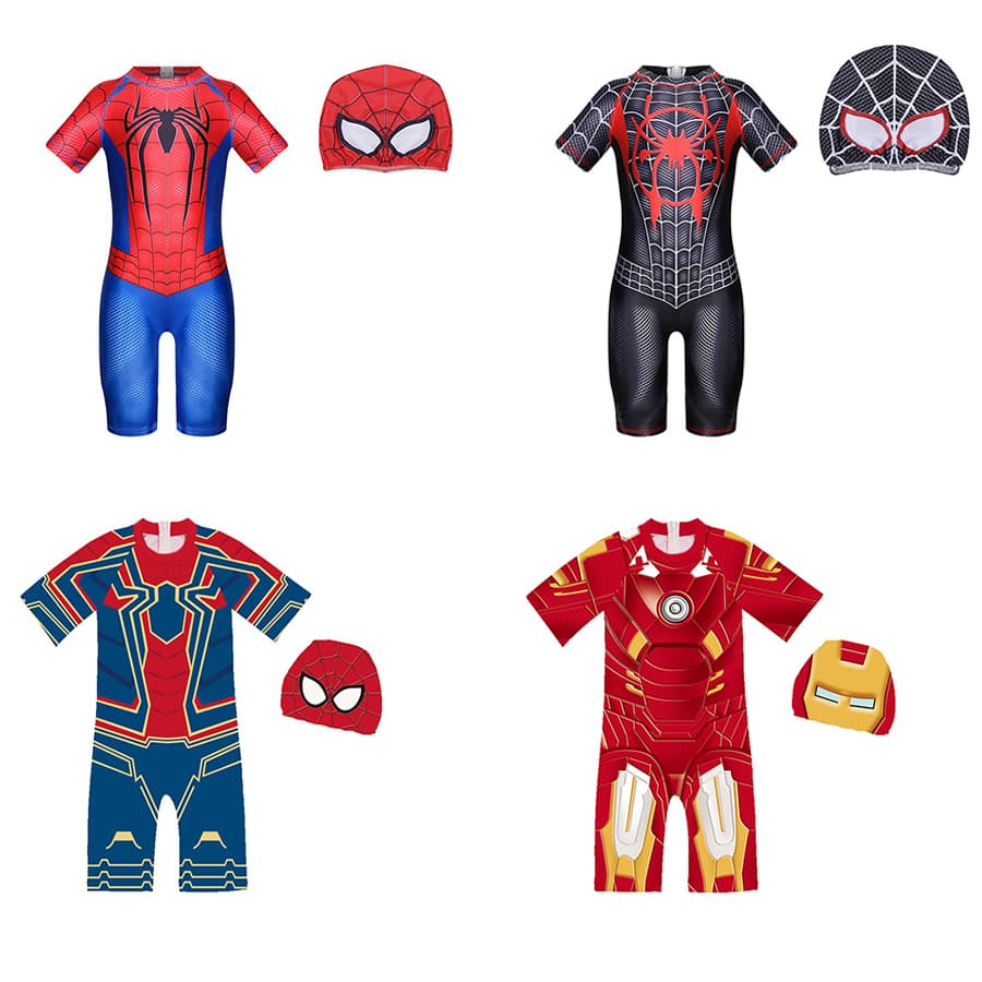Novo Fato de banho Homem-Aranha para rapaz Fato de banho de Verão para crianças com desenhos animados Roupa de criança