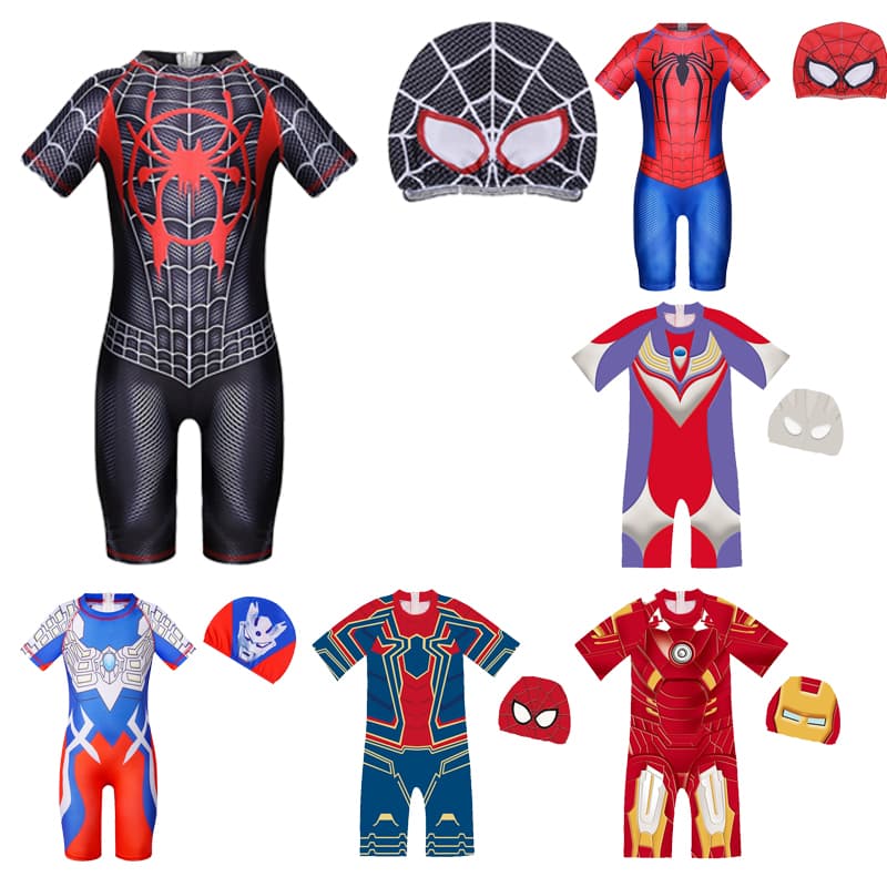 2-8 Anos Spiderman Fatos de banho para rapazes Verão Fatos de banho para crianças com desenhos animados