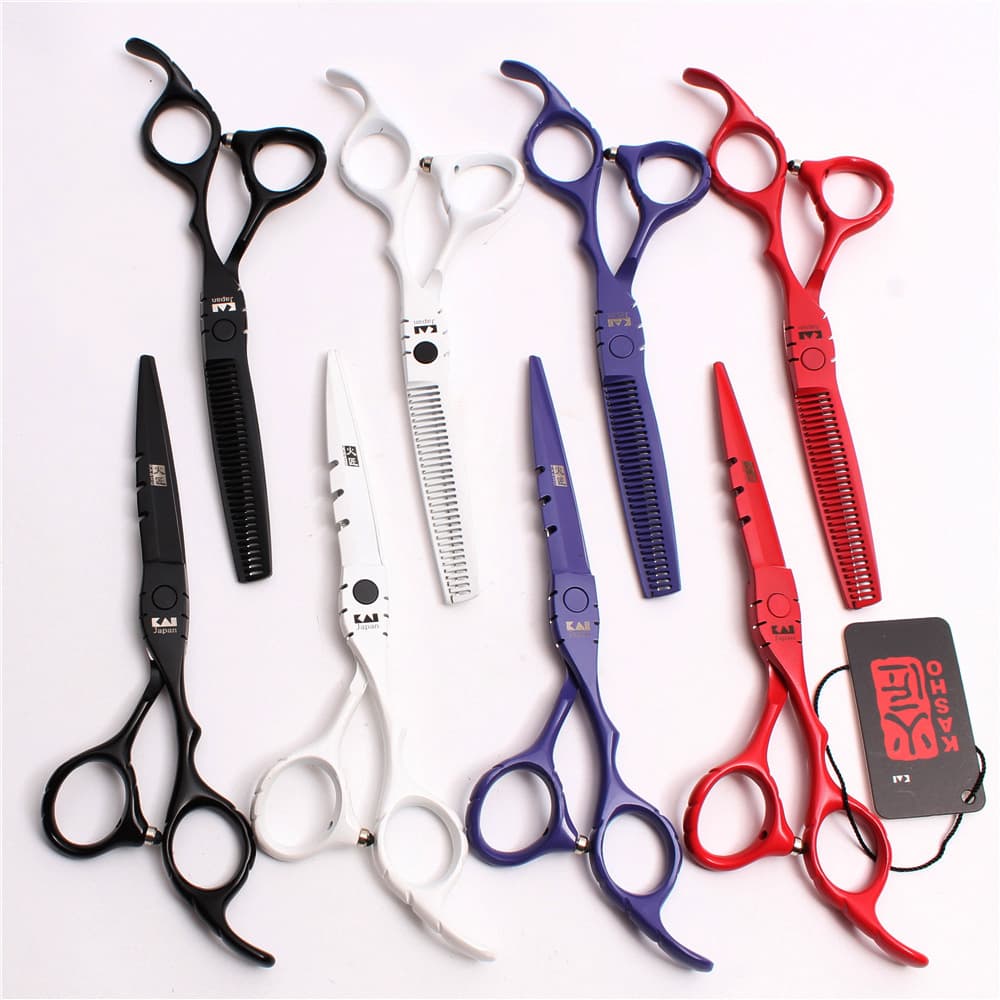 Ready Stock Hot Venda a quente Tesoura de corte de cabelo High-End 20cm White Black Screw Tesoura de corte de cabelo Flat Cut Teeth Tesoura de corte de cabelo