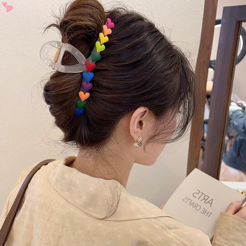 Mulheres Arco-Íris Adoro Clip De Garra De Cabelo Grande Pônei Elegante De Caranguejo Tubar