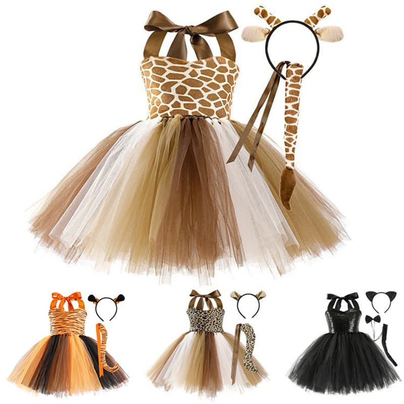 Desenho Animado Animal Cosplay Traje Leopardo Gato Tigre Girafa Meninas Bonitas Vestir Festa De Natal De Halloween