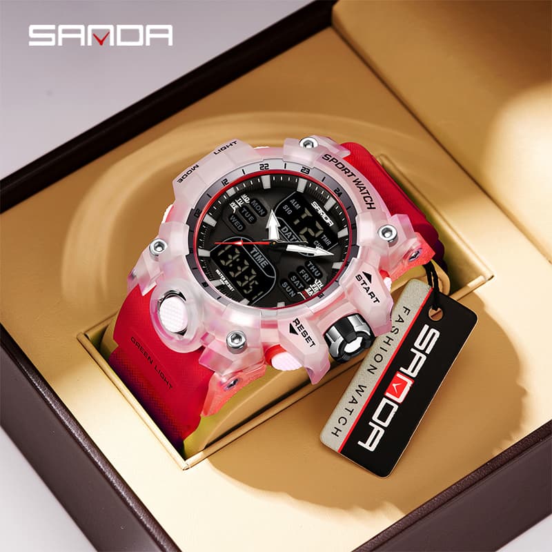 Top Novo 2024 SANDA 6126 Marca De Luxo Rel贸gios Masculinos 50M 脌 Prova Dwaterproof 脕gua Esportes Militar Rel贸gio Digital Quartzo Pulso Para Masculino Relogio