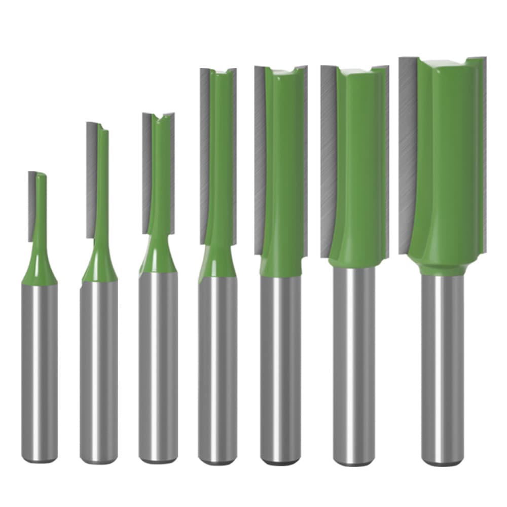 1/4 ′ 6mm Fresa De Broca Reta Com Haste Uma Única Flauta Madeira Dupla De Carboneto De Tung