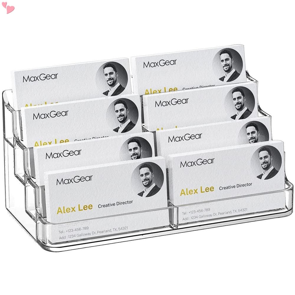 Porta-Cartões De Visita-8 Pocket Desktop Clear Business Card Stands Bancada Organizador De Acrílicos Para Acessórios De Escritório De Mesa