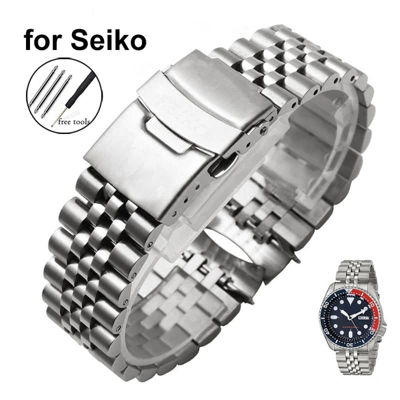 Pulseira de aço inoxidável sólida para SKX009 Jubileu Pulseira Curva End Men Watch Accessory 18 19 20 21 22 23 24mm