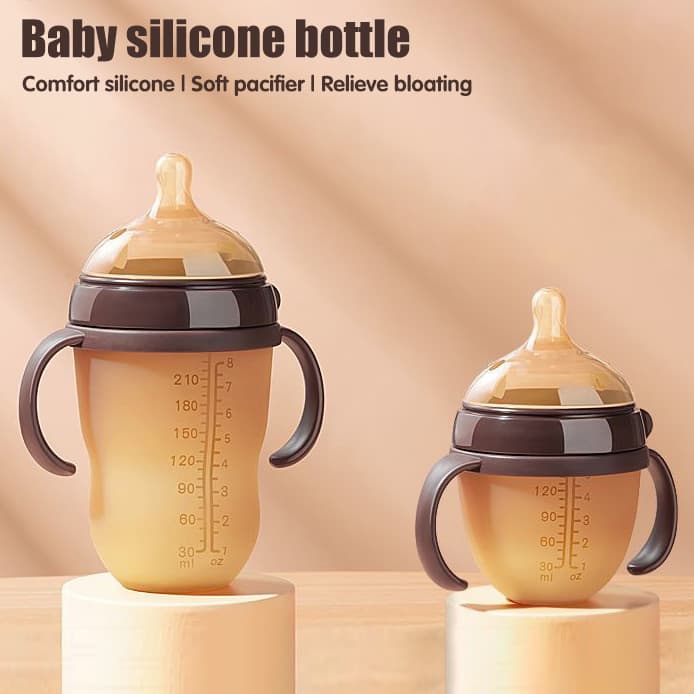 150ml250ml Garrafa de leite de Silicone marrom Imitação Mamilo de leite materno Mamilo de leite recém-nascido Biberão de água de alimentação
