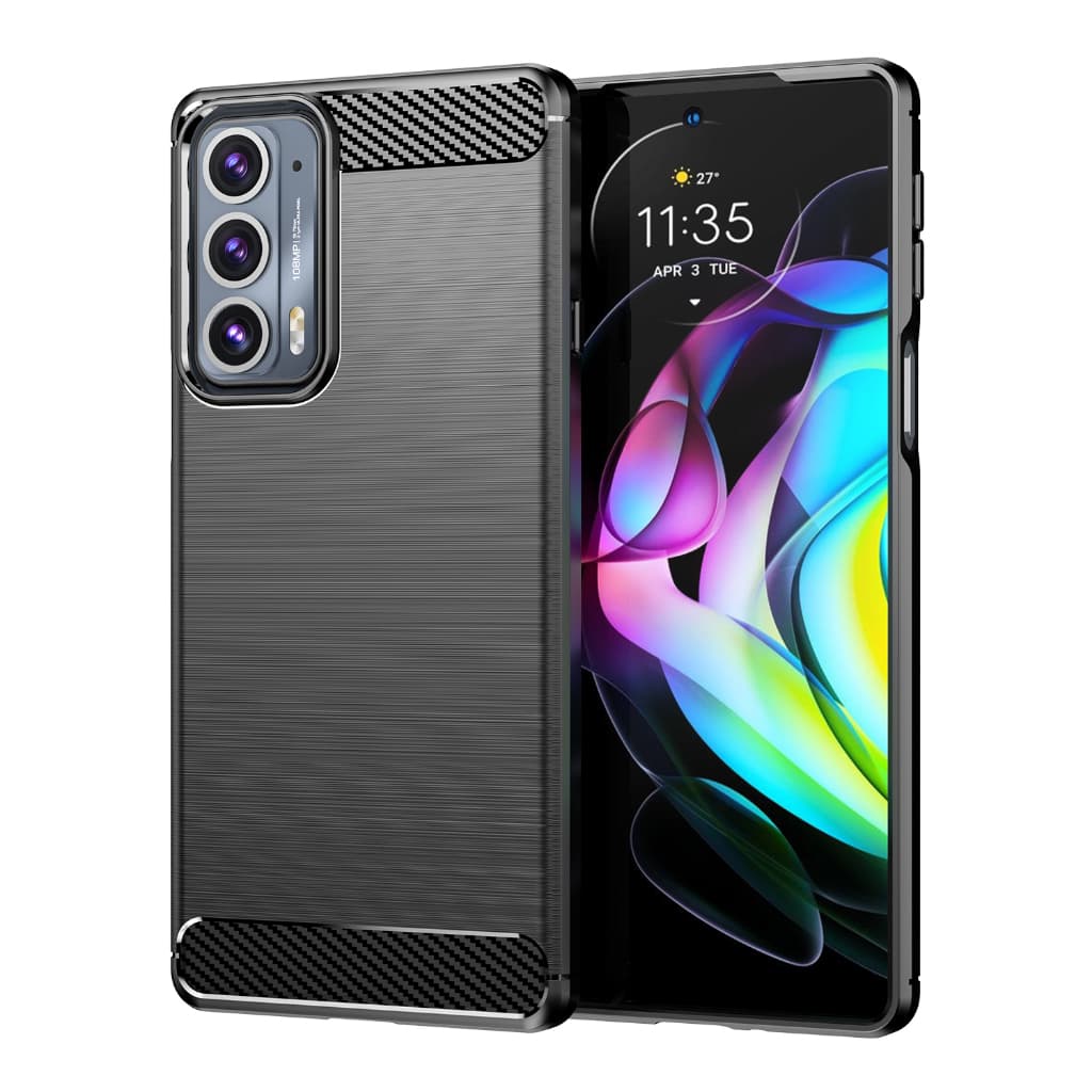 Para Motorola Edge 20 Capa protetora de fibra de carbono escovada Capa macia, resistente a choques, resistente a arranhões, protetora de telefones comerciais