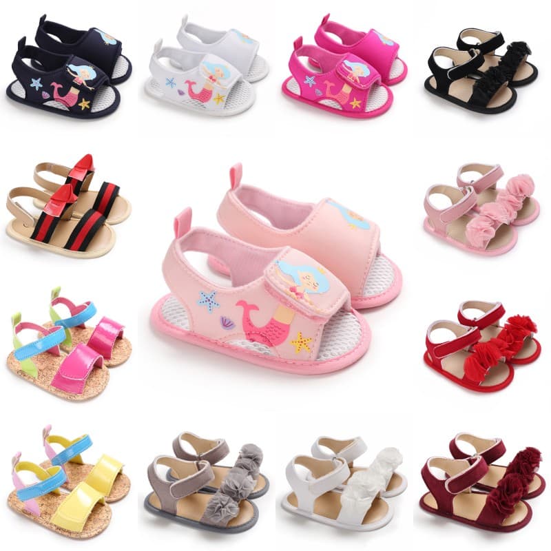 Sandálias Fofas Para Bebês Meninas Recém-Nascidas Suaves E Respiráveis Sapatos De Vestido De Bebê Berço Primeiro Andarilho Verão