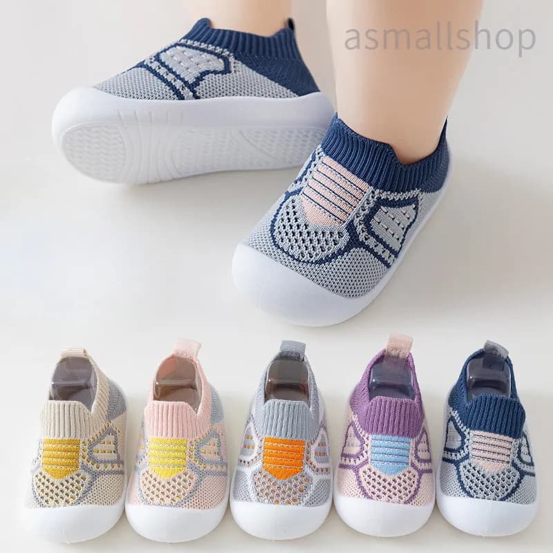 Sapatos De Bebê Meias De Berço Antiderrapantes Para Bebês Com Sola De Borracha Crianças Meninas Malha Meninos Fundo Macio