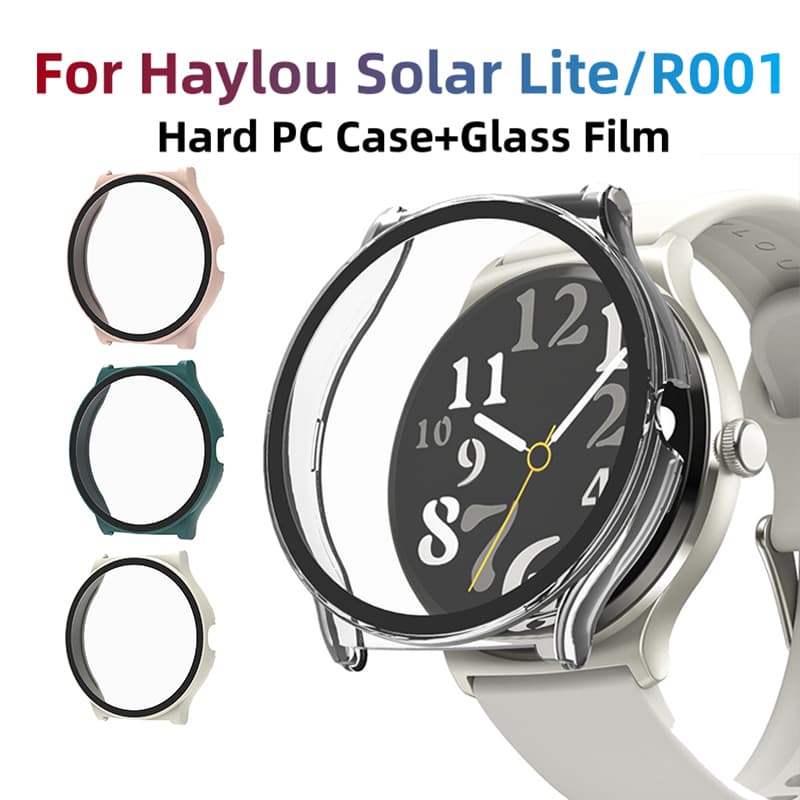 Para Haylou Solar Lite/R001Watch Capa Protetora PC Com Filme De Tela De Vidro Hatlou