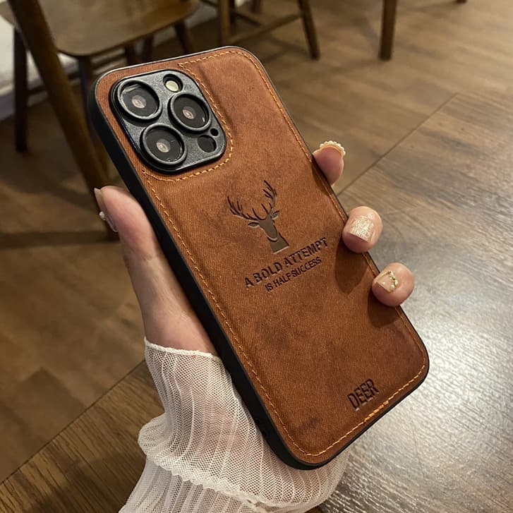 Capa De Telefone De Couro Fosco Elk Para iPhone 13 14 15 16 17 Pro Max Plus Traseira À Prova De Choque