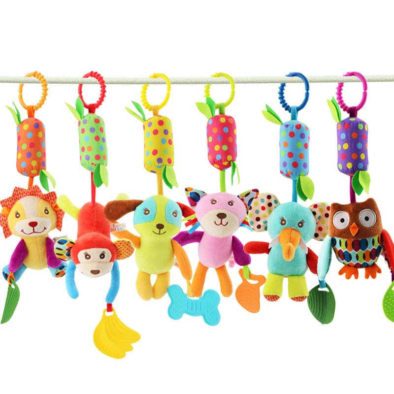 Baby Rattle Toy Criby de brinquedo em forma de Animal Rattle Bell Criby, Carrinho de bebê Pendurado Bell Plush Toy
