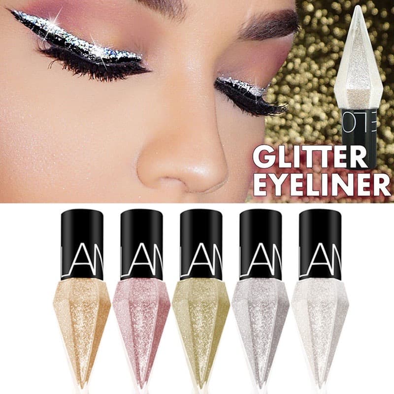 Delineador Líquido Brilhante Feminino De Prata/Rosa/Cor Dourada/Glitter Brilhante