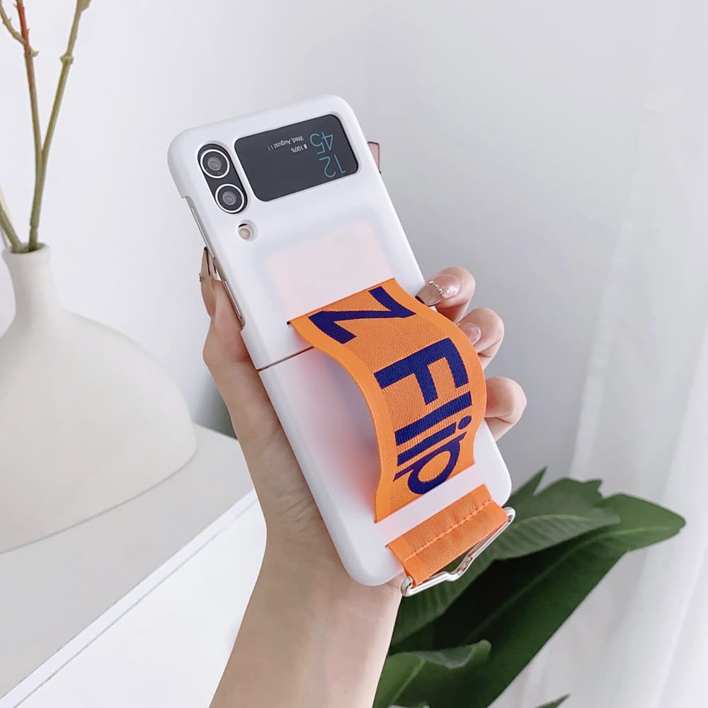 Capa Para Samsung Galaxy Z Flip 8 7 6 5 4 3 Alça De Mão Larga Suave Duro PC À Prova De Choque
