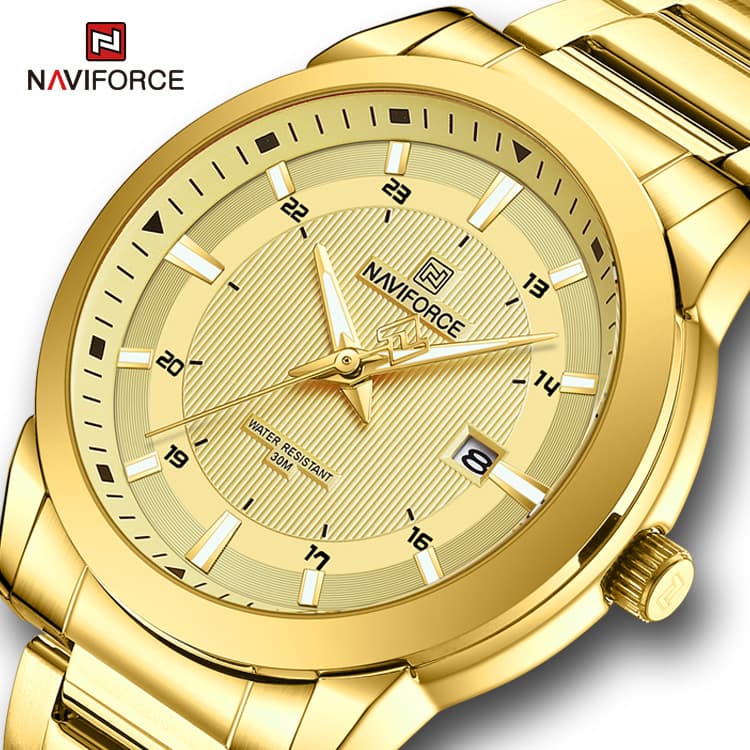 Relógio De Pulso Masculino De Luxo À Prova D'água NAVIFORCE 8029 Quartzo Casual De Aço Inoxidável