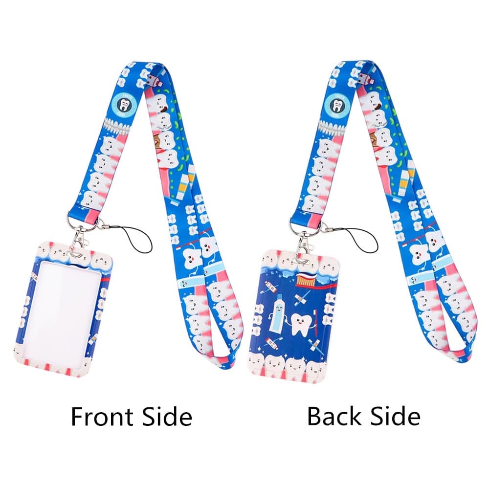 Porta Crachá Dental Fofo Para Mulheres Homens Dentista Kids Cool Black Tooth Lanyard Chaves Carteira De Cartão De Identificação