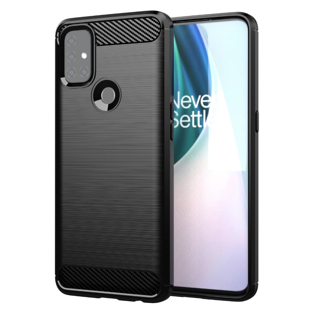 Para OnePlus Nord N10 5G, Capa protetora de fibra de carbono escovada Capa macia, resistente a choques, resistente a arranhões, Capa protetora para telefone comercial