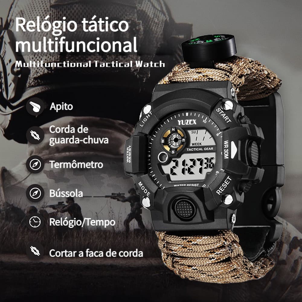 Outdoor multi-function watches impermeável whistle compass temperatura multi-function survival watches outdoor survival
