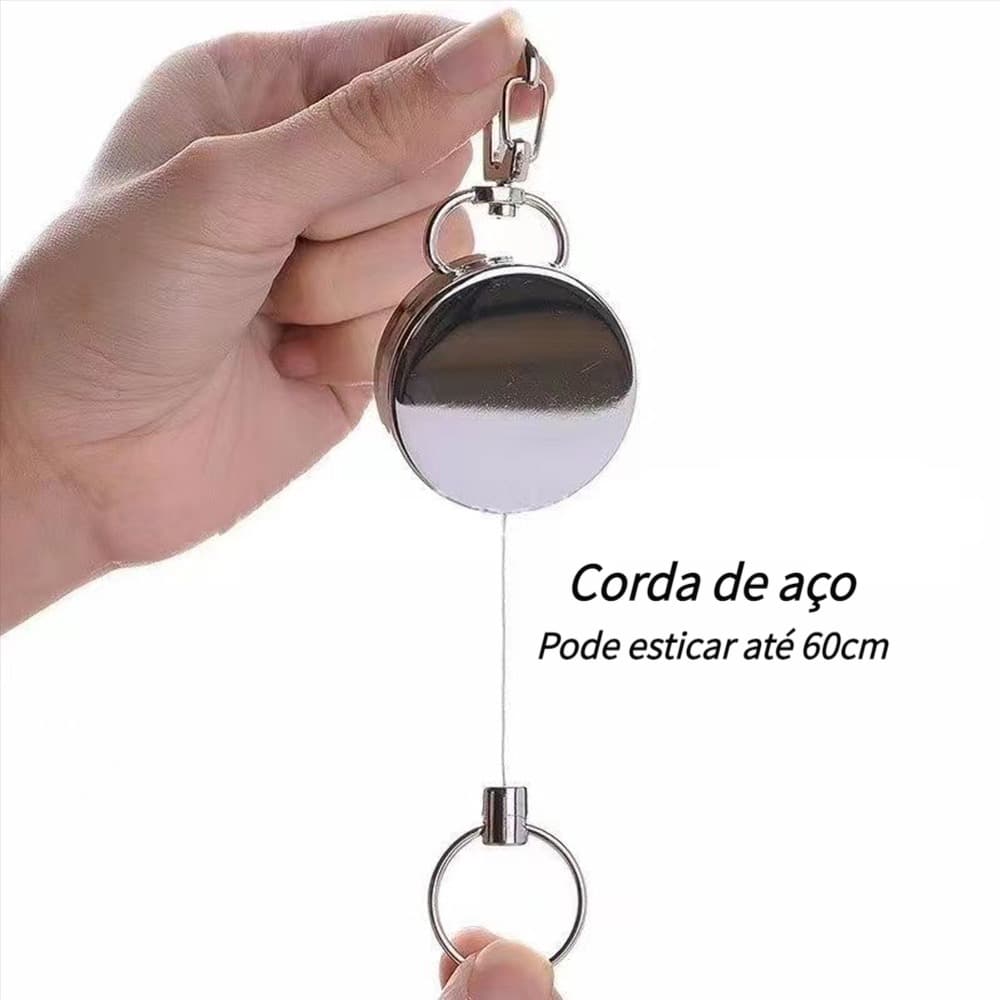 Chaveiro retrátil de aço inoxidável anti-perda chaveiro
