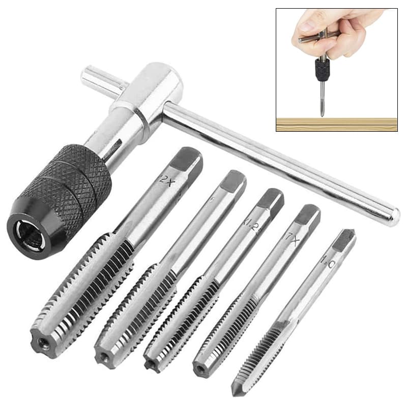Jogo De Chaves De Furar Tipo T Portáteis De 1/5/6pcs À Mão Ferramenta De Rosqueamento Manual De Rosca M3-M8 Bricolage